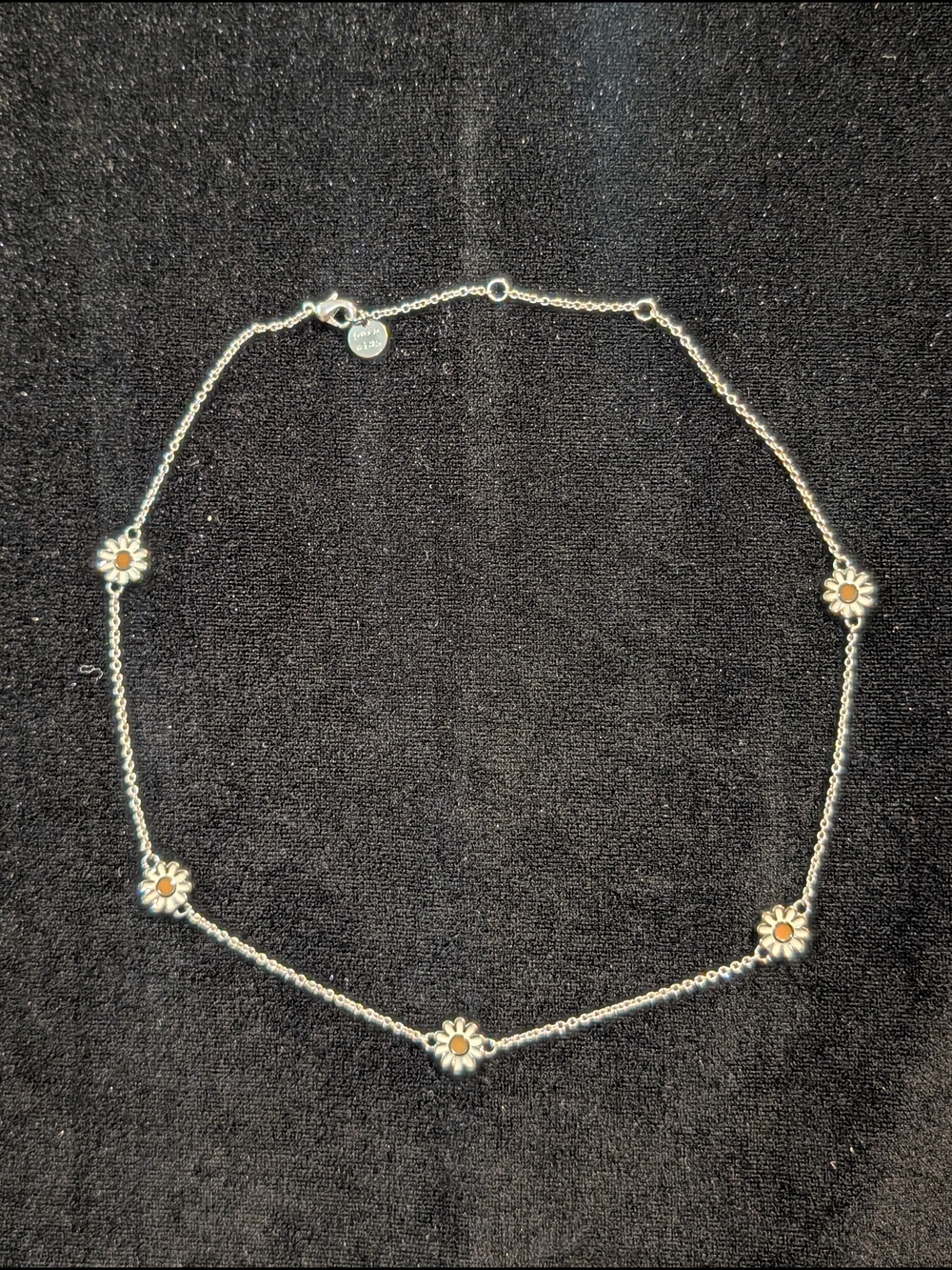 Pura Vida Silver Tone White Daisy Pendant Choker Necklace 16" Petite